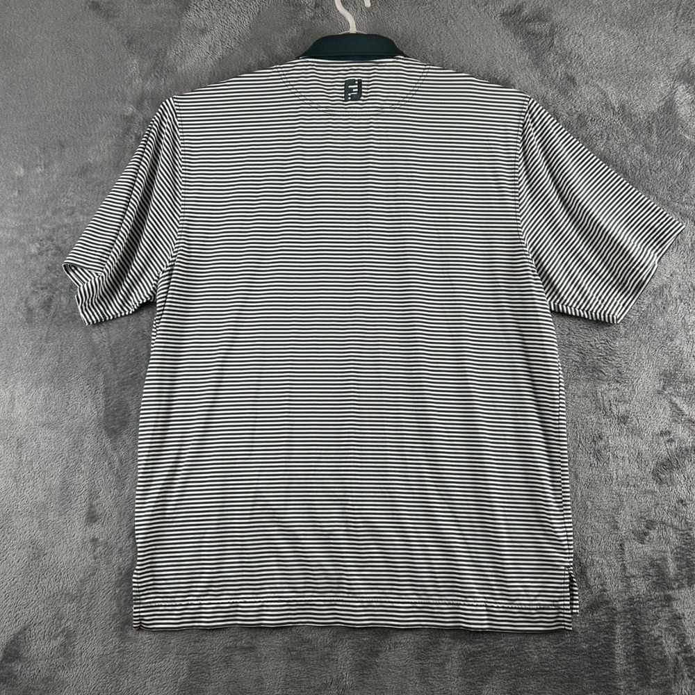 FootJoy Mens GlenRiddle Golf Club Striped Polo Shirt Green White XL Stretch FJ - Picture 6 of 9